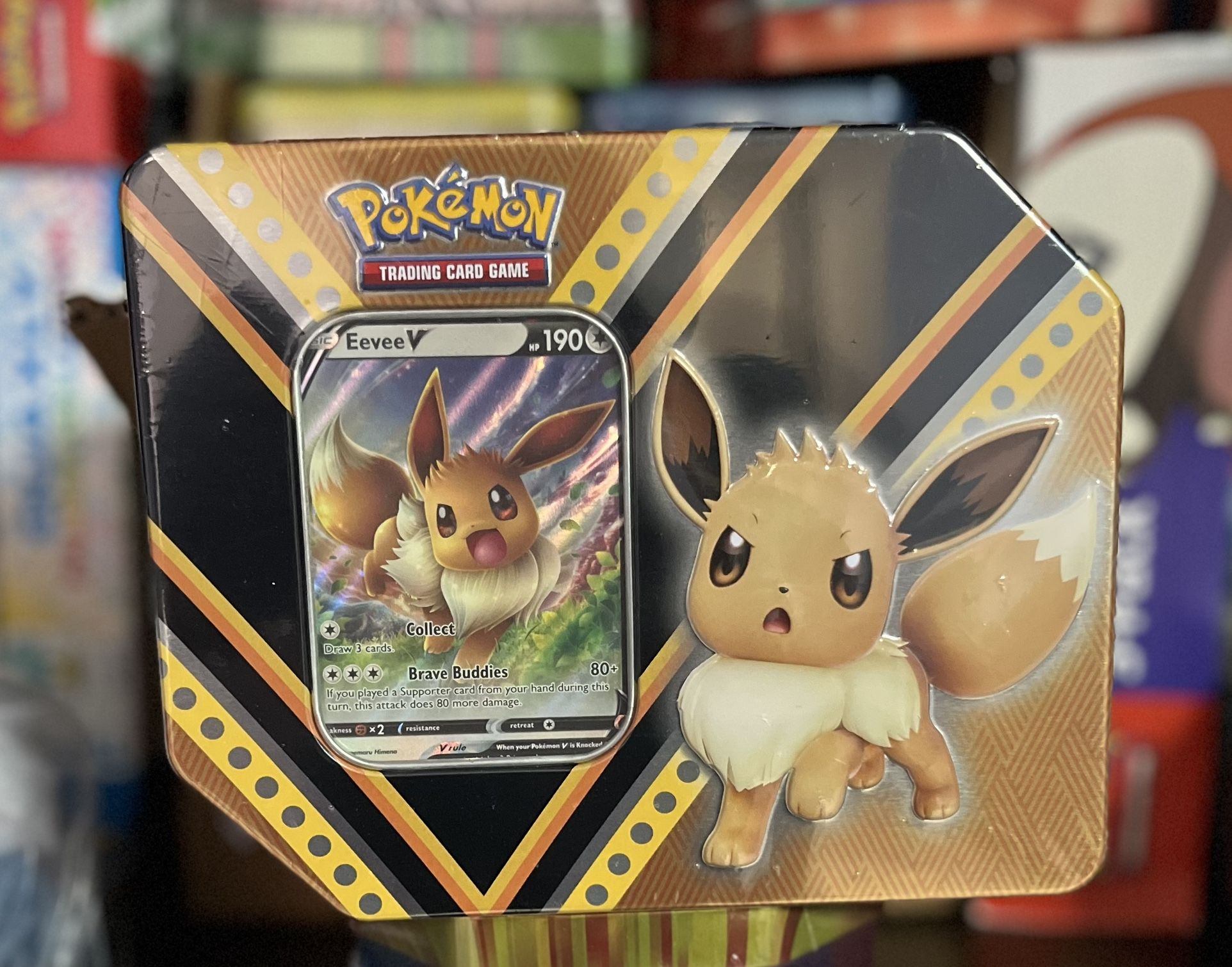 Pokemon TCG: Eevee V POWERS Long Window Tin