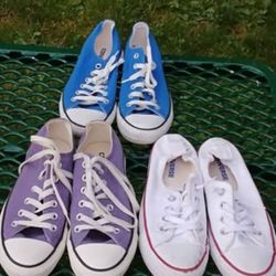 x3 Pairs Of Women's Convers Two Size 7 One Size 8 ONE PRICE BUYS ALL 3 PAIRS!