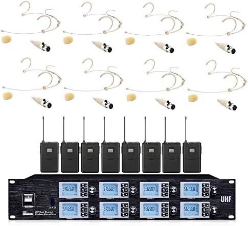 BOLY BL-8800 Professional 8-Channels Wireless UHF 8 Headset Microphones System.