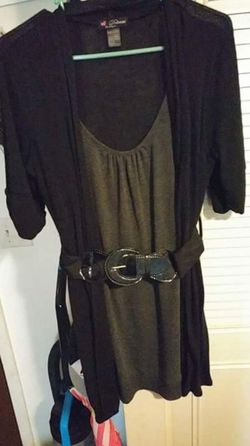 Black & Gray Belted Dress