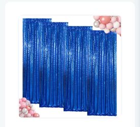 ShinyBeauty Sequin Curtains 4 Panels Royal Blue Sequin Backdrop Shimmer Backgrounds Party Fabric Backdrop (2Ftx8Ft,Royal Blue)