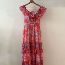 Party Dress - Red/Purple Pattern 