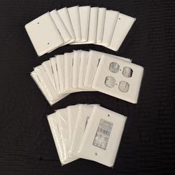 NEW! Lot of 26 TayMac White Textured Flush Double Duplex Metal Wall Cover Plates Wallplates SEALED!