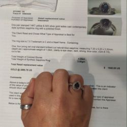 1.04 Karat Sapphire Ring Certified