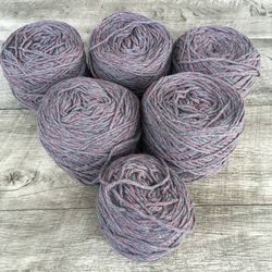 Lot of 6 Cascade 220 The Heathers Lilac / Blue Wool Knitting Yarn