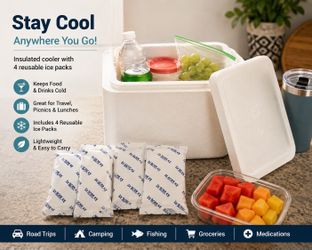 Insulated Cooler with 4 Reusable Ice Packs