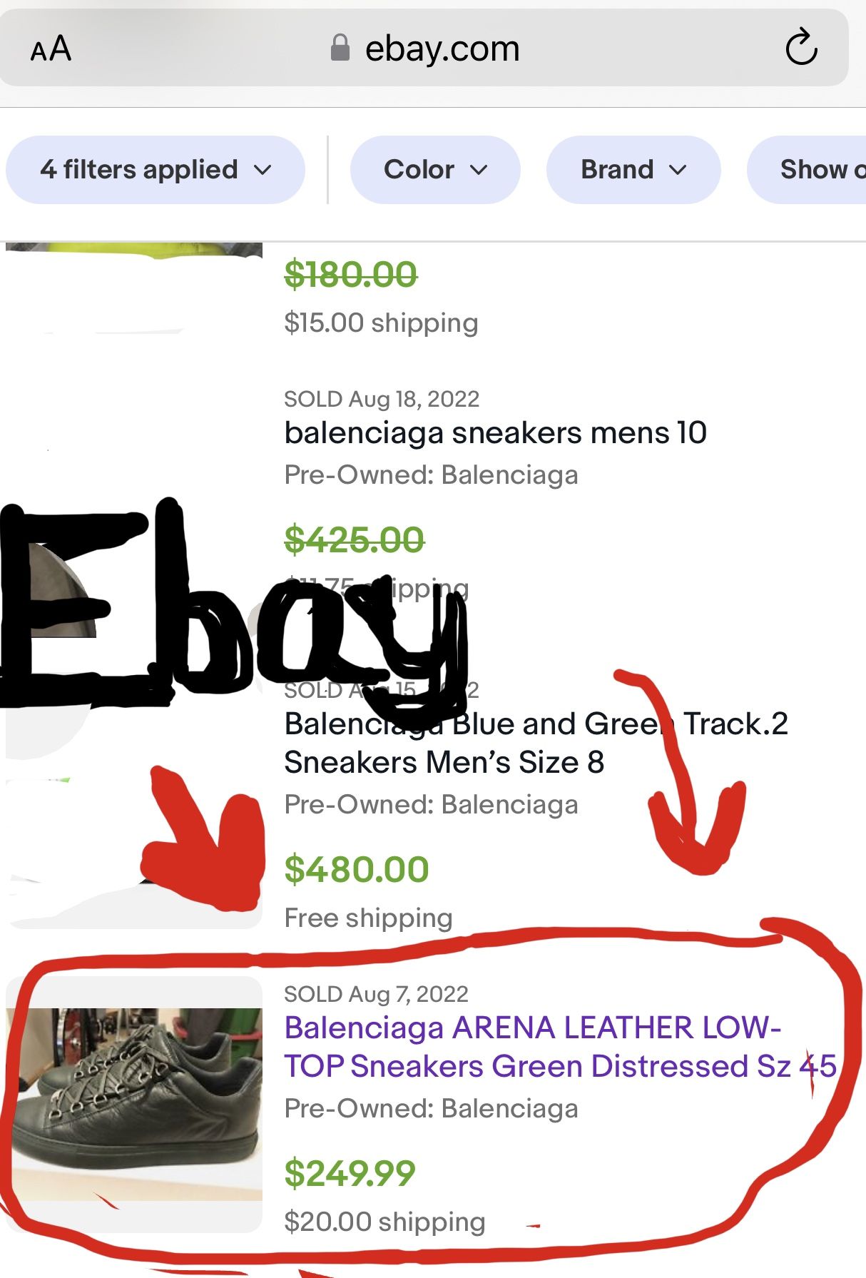 Balenciaga Arena Forest Green Leather Shoes Size 42