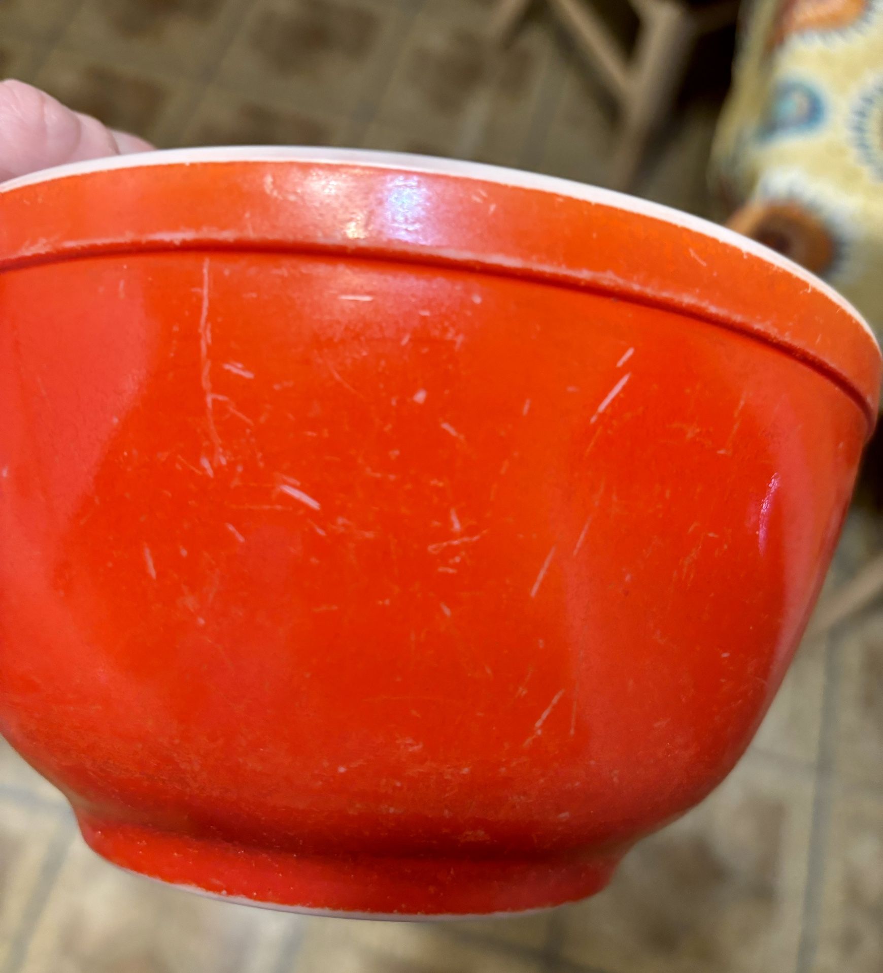 Red  Pyrex 402 Size  Primary Mixing Bowl. 