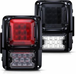 Dark Smoke LED Tail Lights with 40W Super Bright Reverse Light Compatible with 2007-2018 Jeep Wrangler JK JKU 2 Door / 4 Door, EMC Build-in