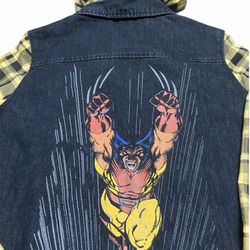 Marvel Comics Wolverine Xmen Movie  Denim Hoodie Jacket
