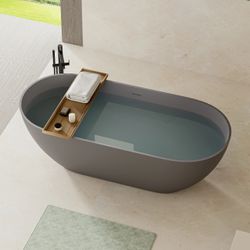 Dexmalle 63inch Luxury Solid Surface Bathtub with Overflow and Pop-up Drain Worth $2600