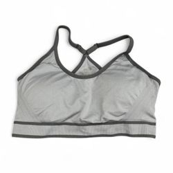 Gray Avis Sports Bra Black Trim Ribbed Women's Size M