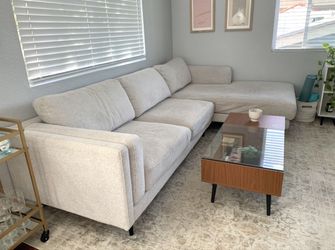 (Sold) Living Spaces Modern Aquarius Sectional Sofa with Right Chaise