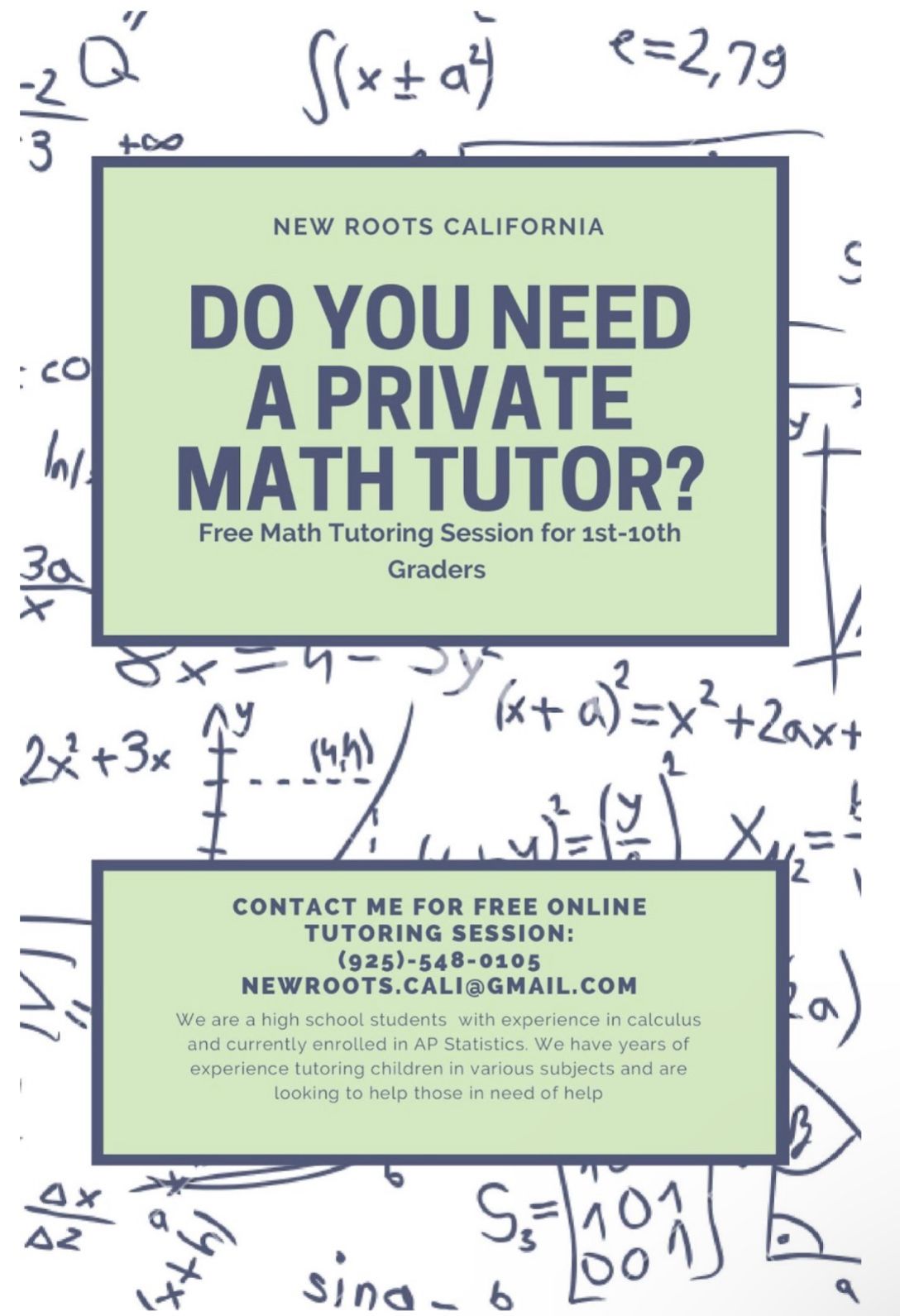 Free Private Math Tutor Session
