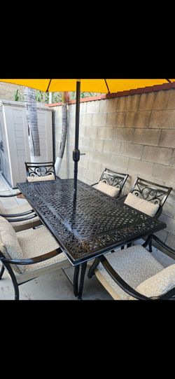 Patio Set 7pc +Cushions and Umbrella/outdoor Furniture/outdoor Dining Set/Cash Only