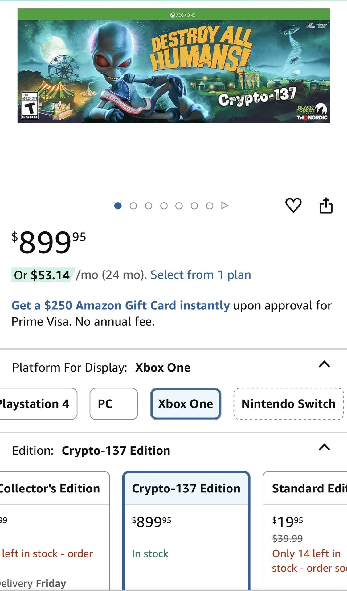 Destroy All Humans! Crypto 137 Edition Xbox One (Brand New Sealed)