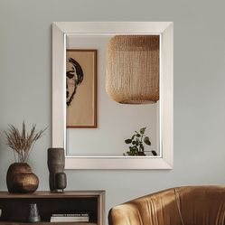 Mirror 27.5"x33.5" Brushed Nickel Bathroom Mirror with Chrome Liner – Beveled Decorative *NEW*