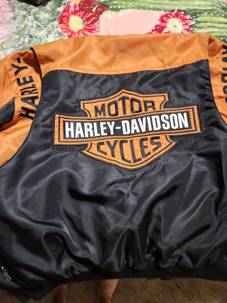 Harley-Davidson Orange & Black Windbreaker – Men’s Large – Excellent Condition