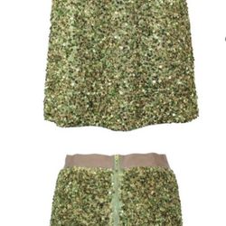 Kate Spade Sequin Green Gold Mini Skirt Sparkle, size 8, simply gorgeous