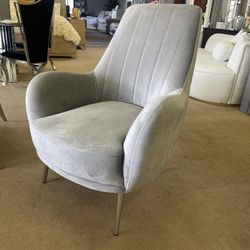 Linea Silver Velvet Accent Chair