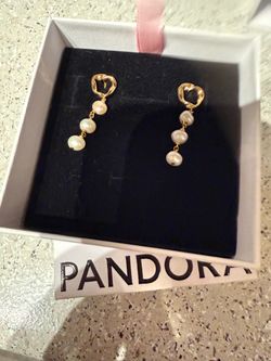 Pandora Gold Essence  Pearl Drop Earrings