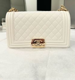 ✨ Brand New Chanel Medium Boy Bag – White Caviar | Gold Hardware
