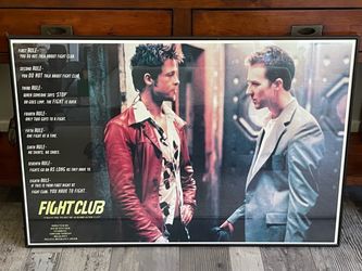 MATTED FRAMED FIGHT CLUB MOVIE POSTER PRINT RULES - BRAD PITT EDWARD NORTON 24”x 36”