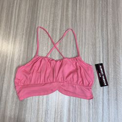 New FOREVER 21 Crop Top Large Pink Cross Back Almost Famous Soft Cotton
