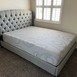 Queen Bed With Memory Foam Mattress 