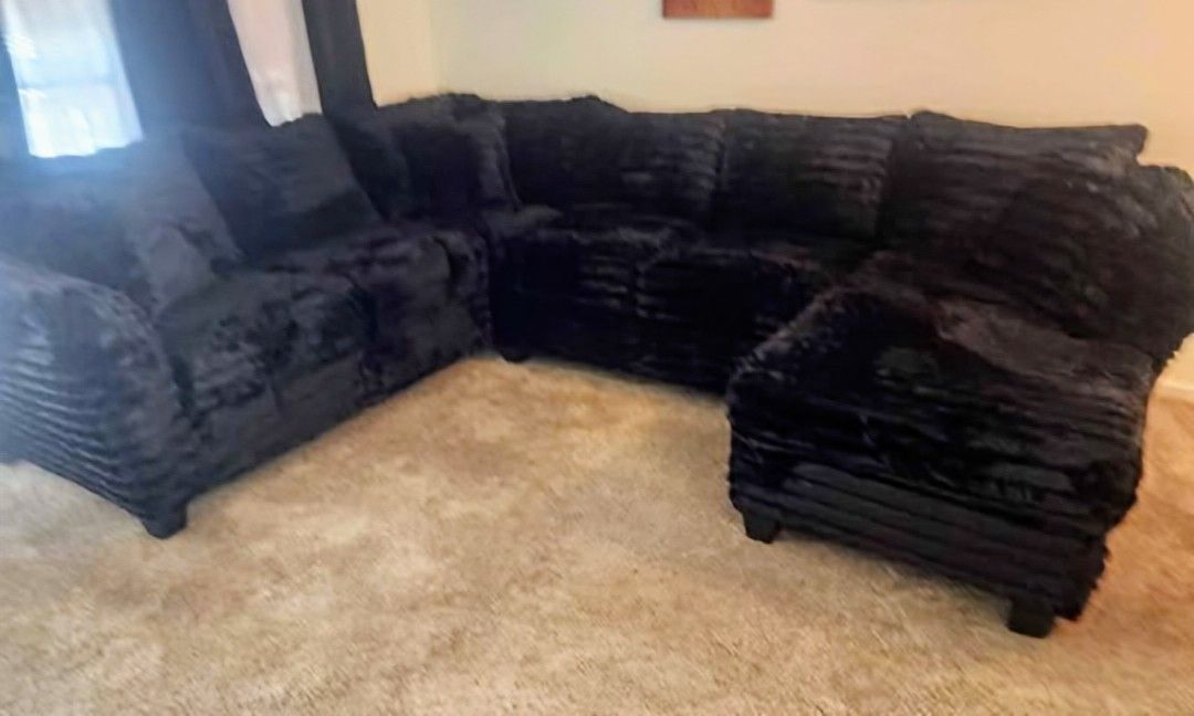 Brand New Artisan Wham Black 3pc THICK CORDUROY Sectionals 🔥 (Tax Included)