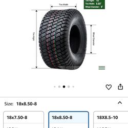 WANDA Set 2 18x8.50-8 Lawn Mower Utility Cart Turf. 