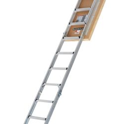 Louisville Ladder 7.8-10.3-Foot Insulated Door Aluminium Attic Ladder 30" x 54" (Rough Opening), 375-Pound Load Capacity, Type IAA, AL3040MG-R10