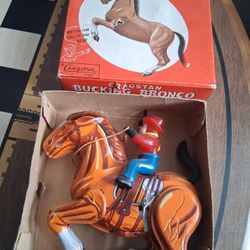 Very Old Toy * Bucking Bronco With Cowboy Rider. Windup Toy ,Wotks Perfectly! Rare! Asking $40 Or Best Offer