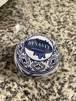 White & Blue Floral Porcelain Sphere