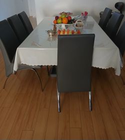 Glass table with chairs