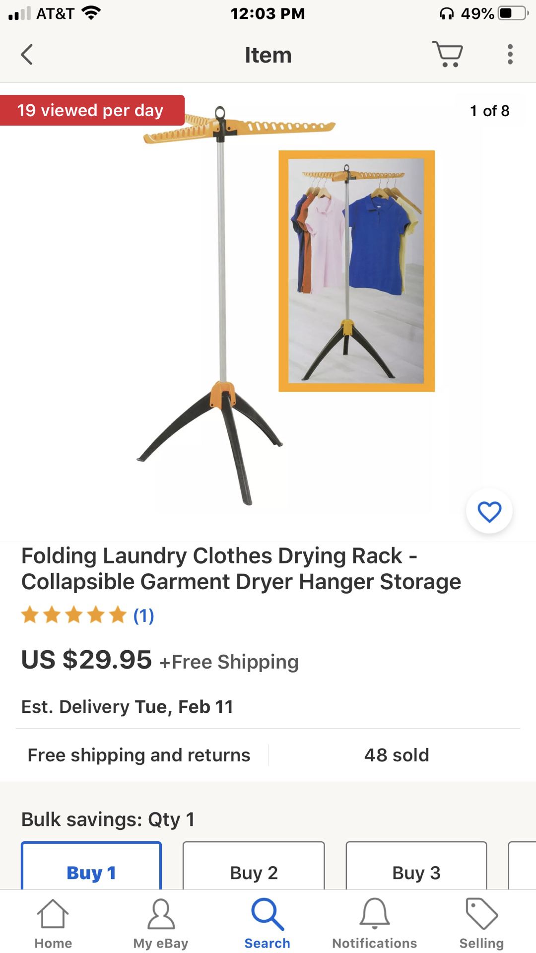 Folding Laundry Clothes Drying Rack - Collapsible Garment Dryer Hanger Storage