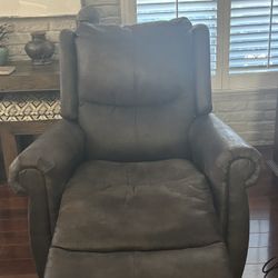 Faux Leather, Dark Gray Rocker Recliner.