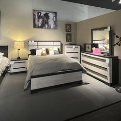 Beige/grey 4PC Queen Bedroom Set