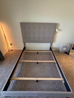Queen Bed Frame with Tufted Headboard & Box Spring