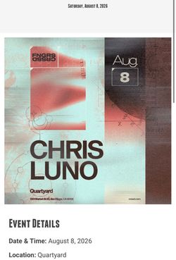 Chris Luno @ Quartyard TONIGHT $30 for two tickets