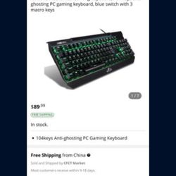 Rii K61C Mechanical Gaming Keyboard, 104 keys anti-ghosting PC gaming keyboard, blue switch with 3 macro keys not wireless and no mouse
$25