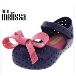 NEW!  Mini Melissa Kids Girl Furadinha XI Sandals Shoes in Blue/Pink