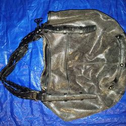 Queen Collection Dark Metallic Faux Snakeskin Shoulder Bag / Tote