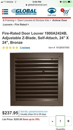 Fire rated door louver