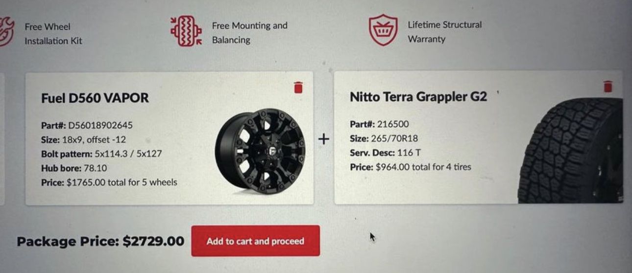 Fuel D560 Vapor Wheels and Nitto Terra Grappler G2 Tires