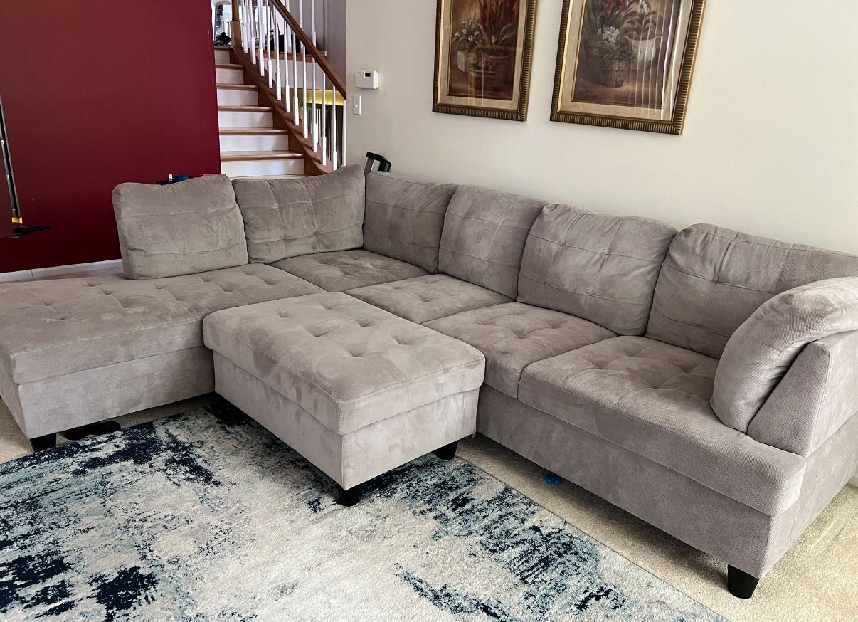 New Sectional + Storage Ottoman  — Left or Right Chaise — Delivery Available 
