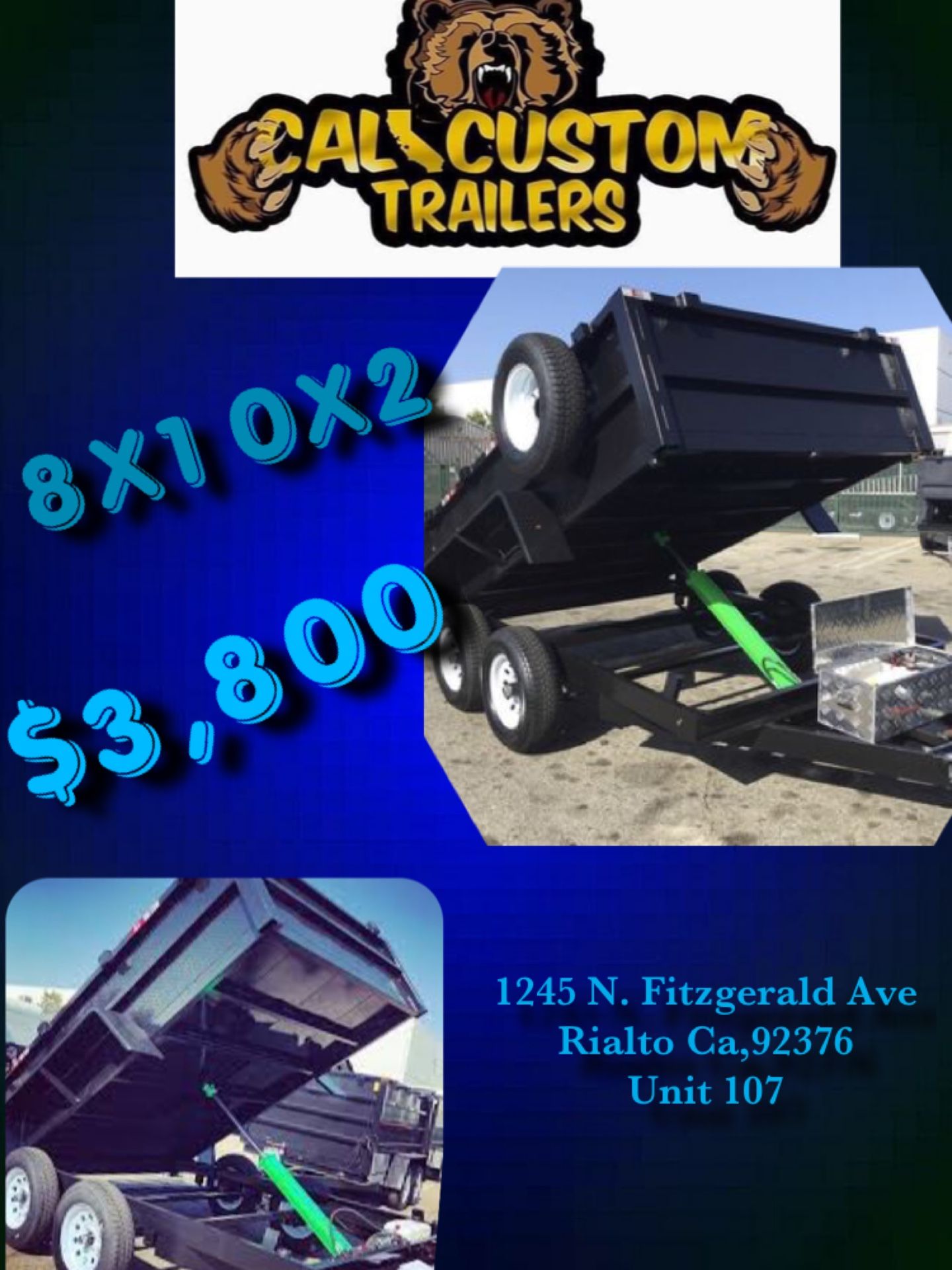 8x10x2 dump Trailer