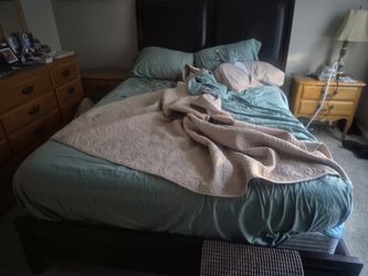 FREE King Size Bed Frame (heavy Wood) With Queen Headboard