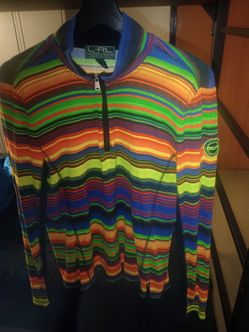 Lauren Ralph Lauren Active 1/4 Zip Pullover Sweater Women’s Multicolor Stripe pre-owned as is (Size L )