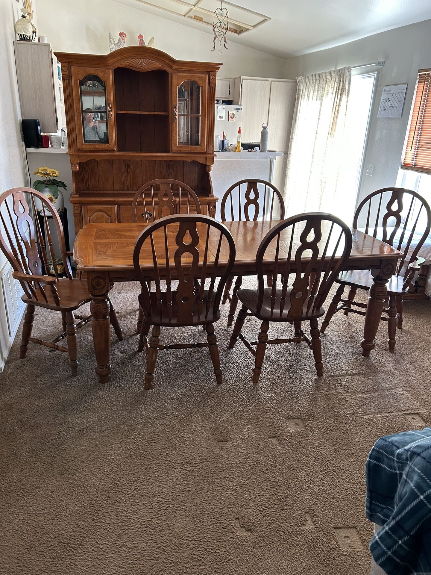 Table With Six Chairs And China Hutch